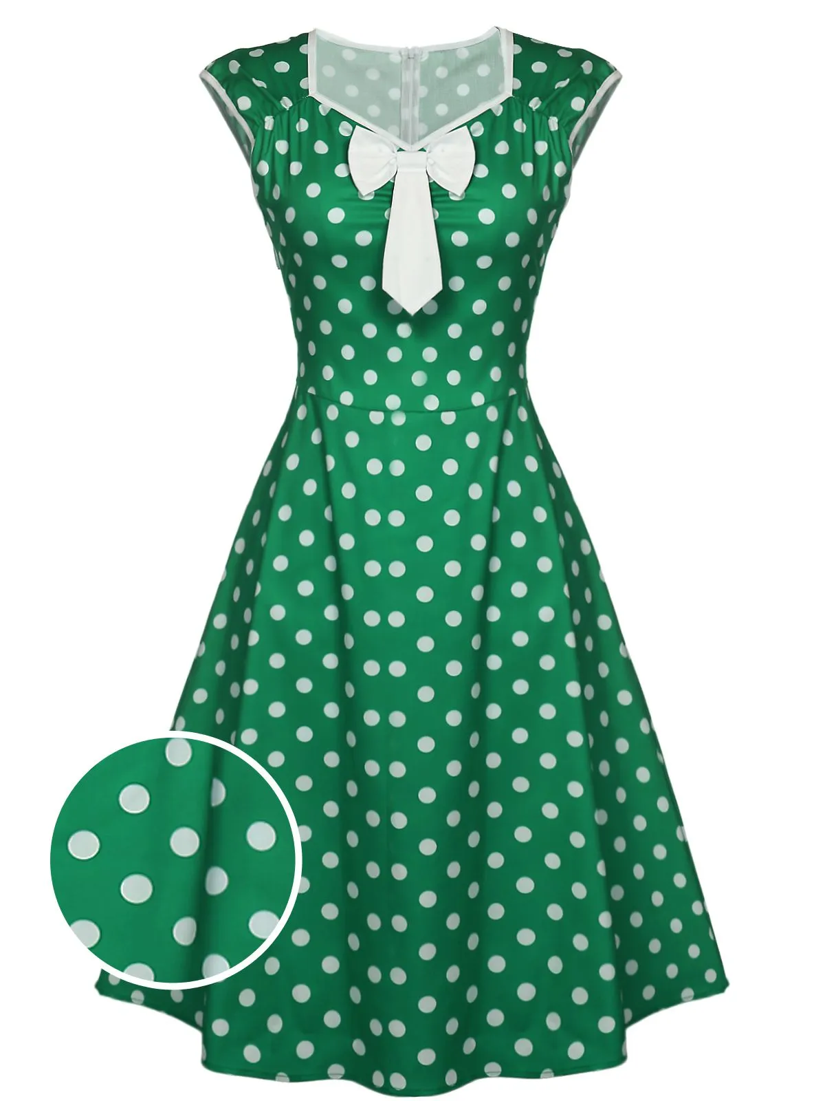 1950s Polka Dot Bow Swing Dress