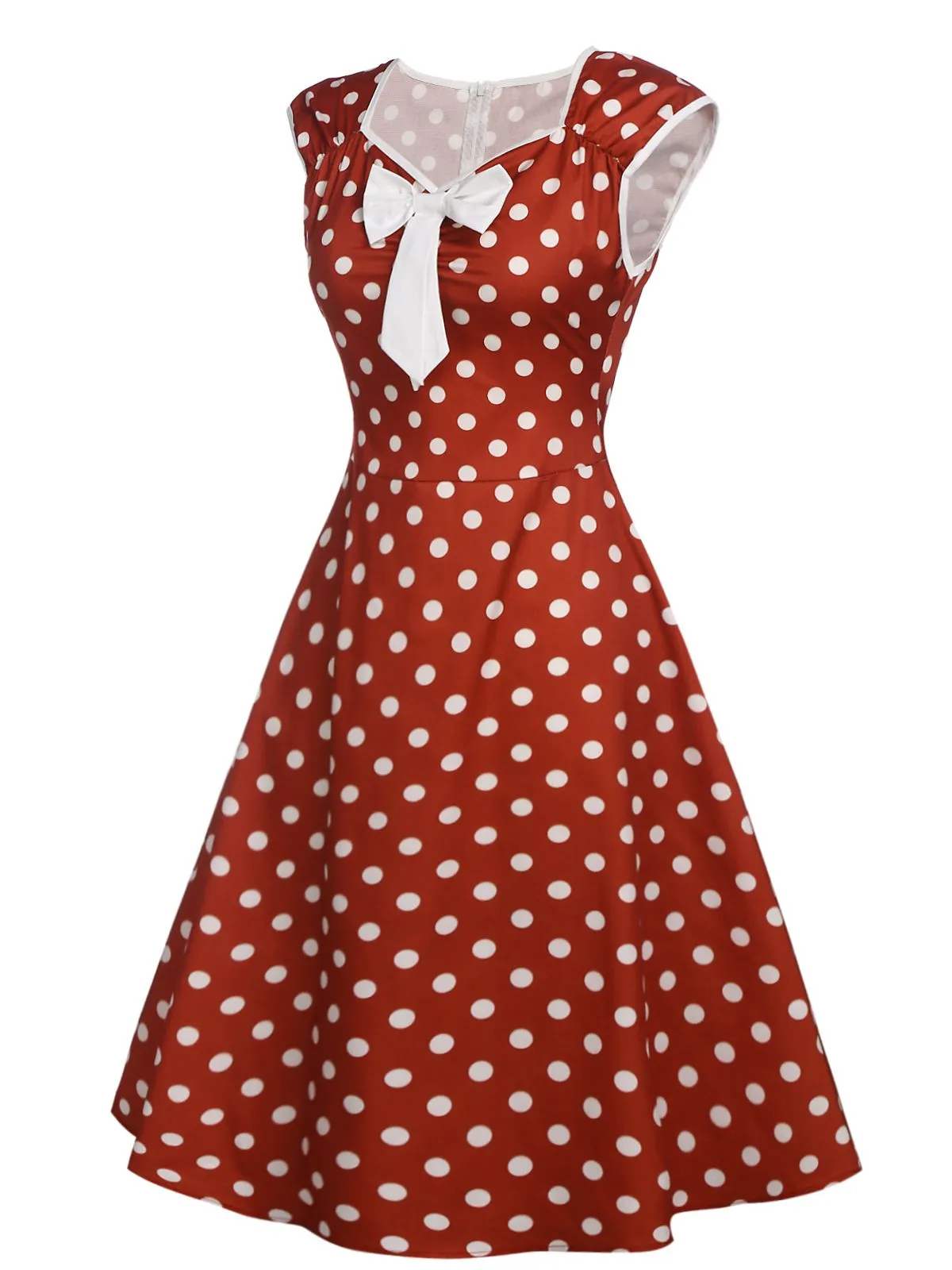 1950s Polka Dot Bow Swing Dress