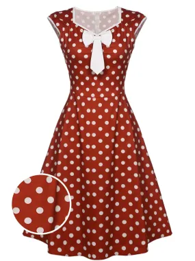 1950s Polka Dot Bow Swing Dress