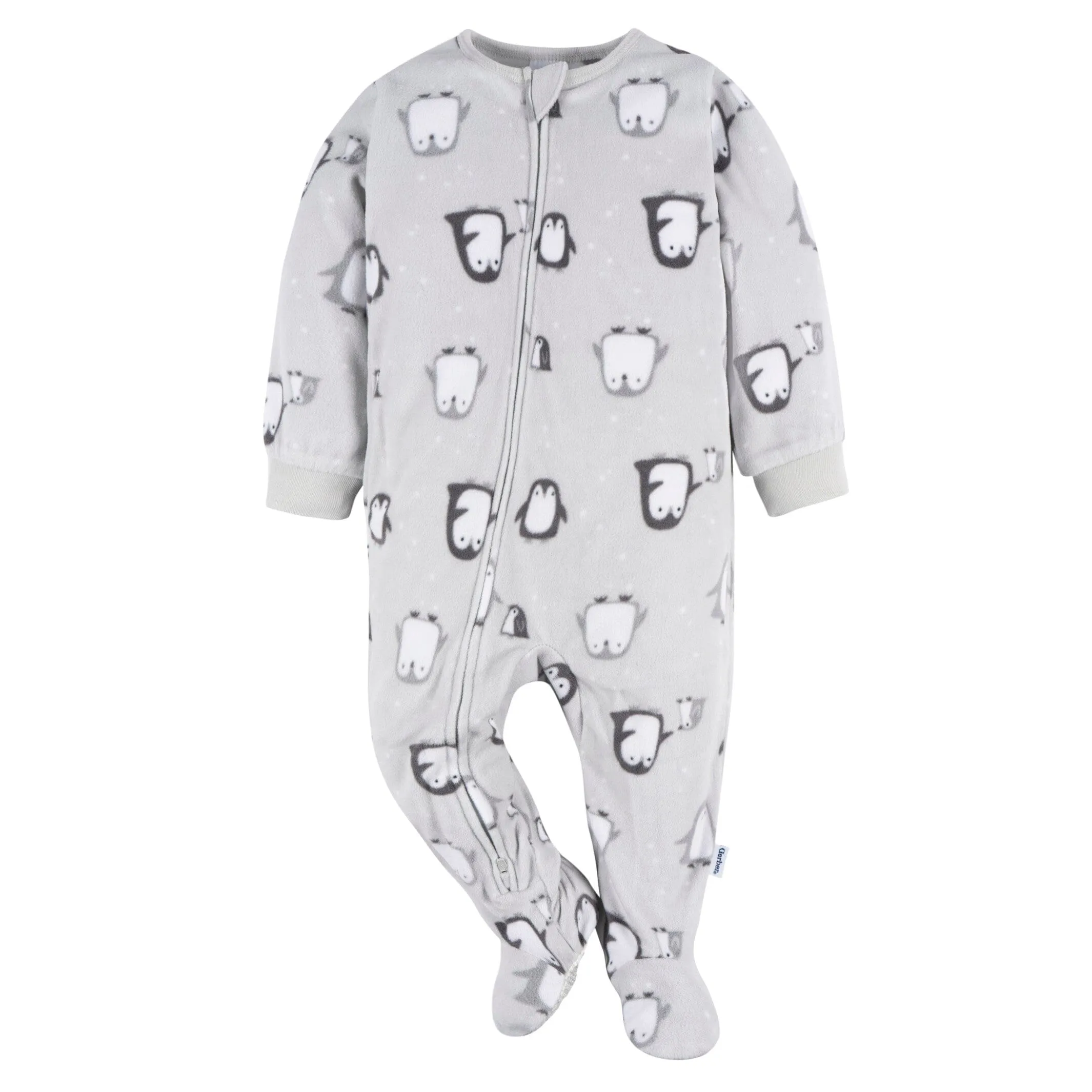 2-Pack Baby & Toddler Neutral Grey Penguins Fleece Pajamas