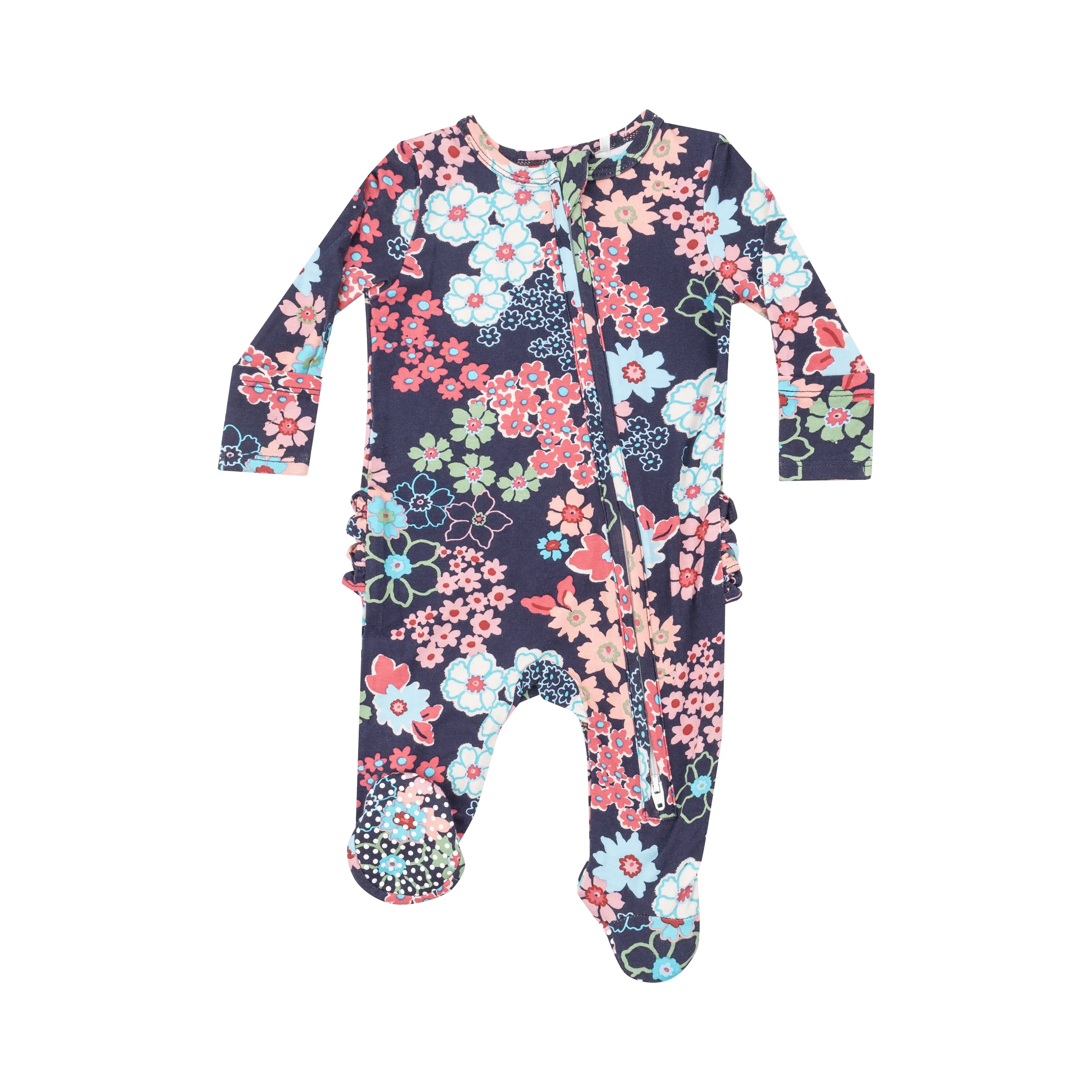 2 Way Zipper Ruffle Back Footie - Japonisme Blossom Floral by Angel Dear