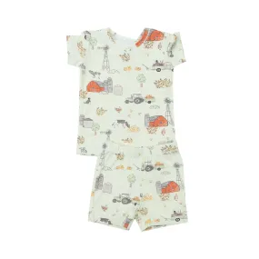 Angel Dear Kids Loungewear Pajamas Short Set in Hay Farmer