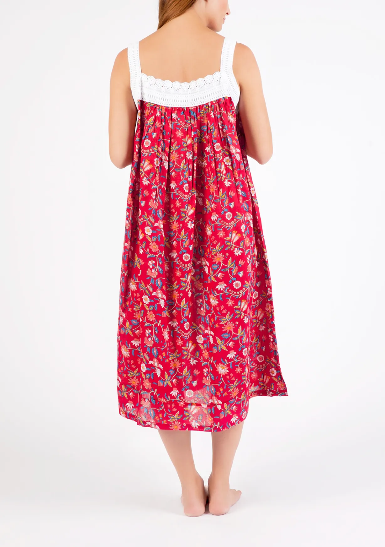 Arabella Red Floral Straight Lace Nightie