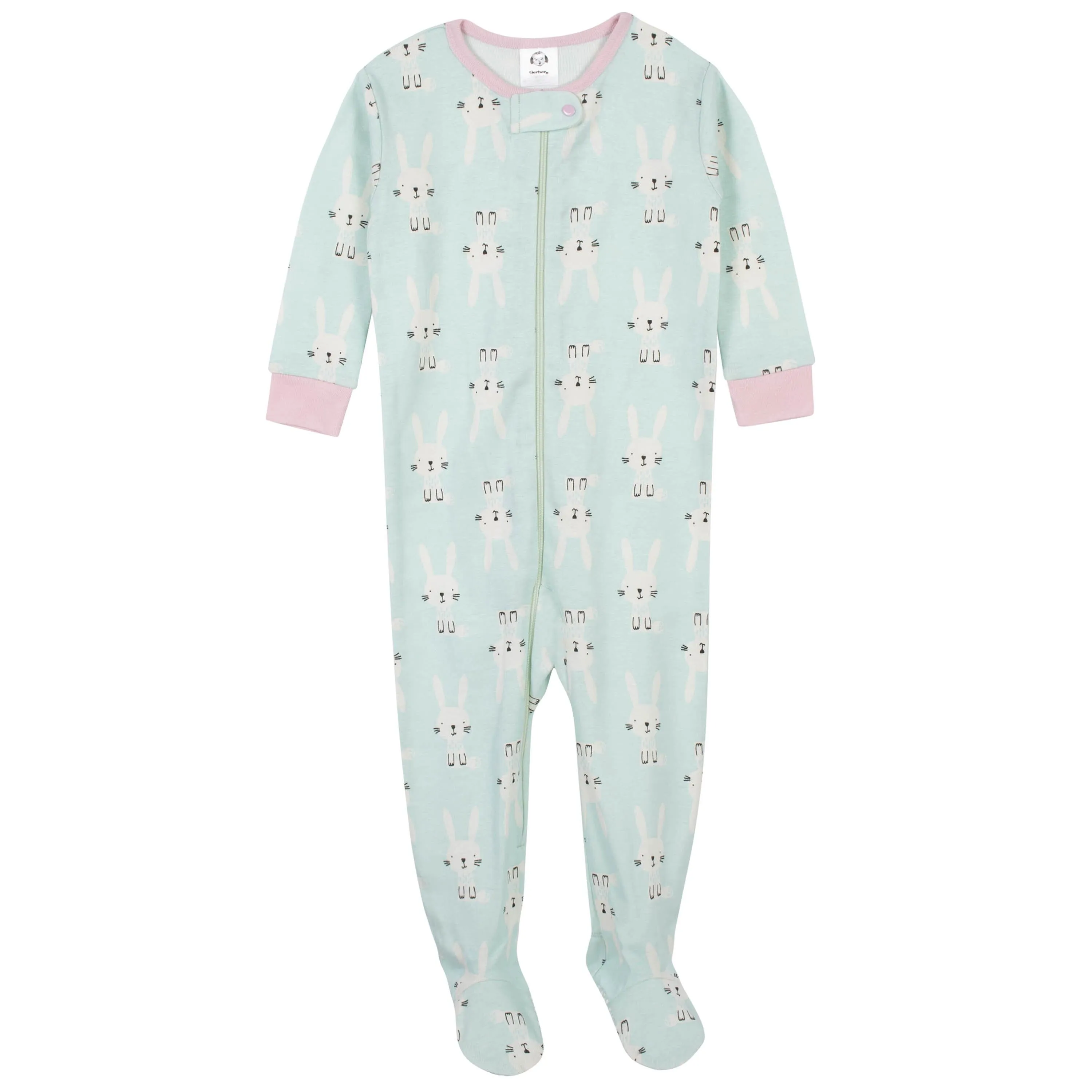 Baby Girls' 2-Pack Organic Bunny Snug Fit Footed Pajamas