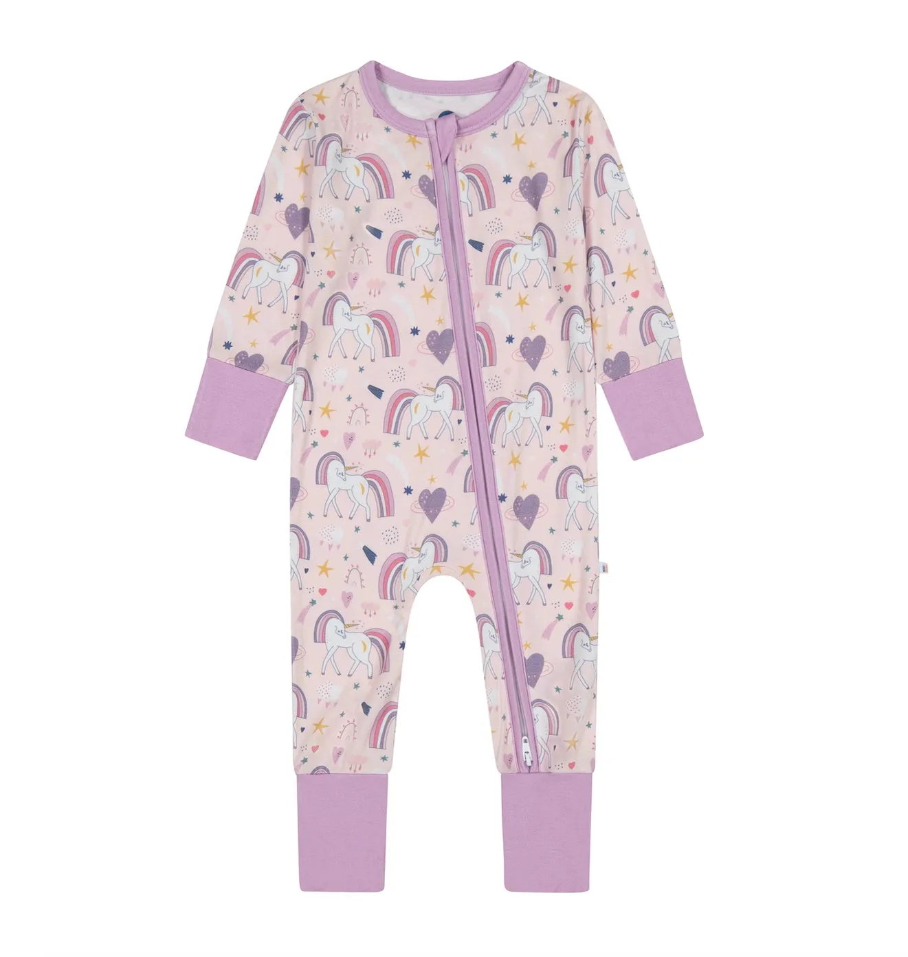 Bird & Bean Bamboo Footless Romper - Rainbow Unicorn