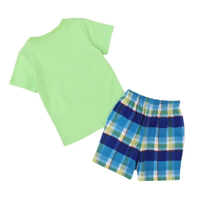 Boy's Dinosaur Print Short-sleeve Top and Shorts Set