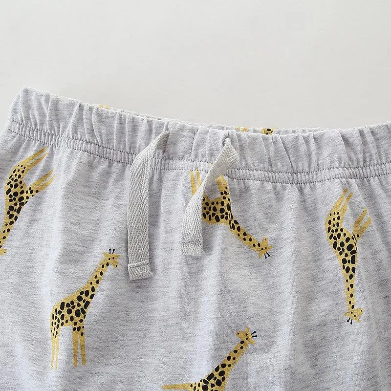 Boy's Giraffe Print Tee with Shorts Set