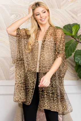 Brown Leopard Lurex Kimono