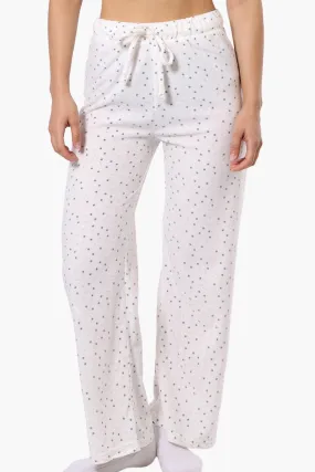 Canada Weather Gear Dotted Pattern Wide Leg Pajama Bottoms - White