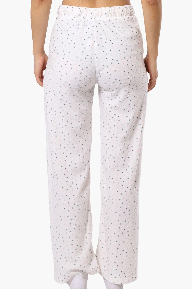 Canada Weather Gear Dotted Pattern Wide Leg Pajama Bottoms - White