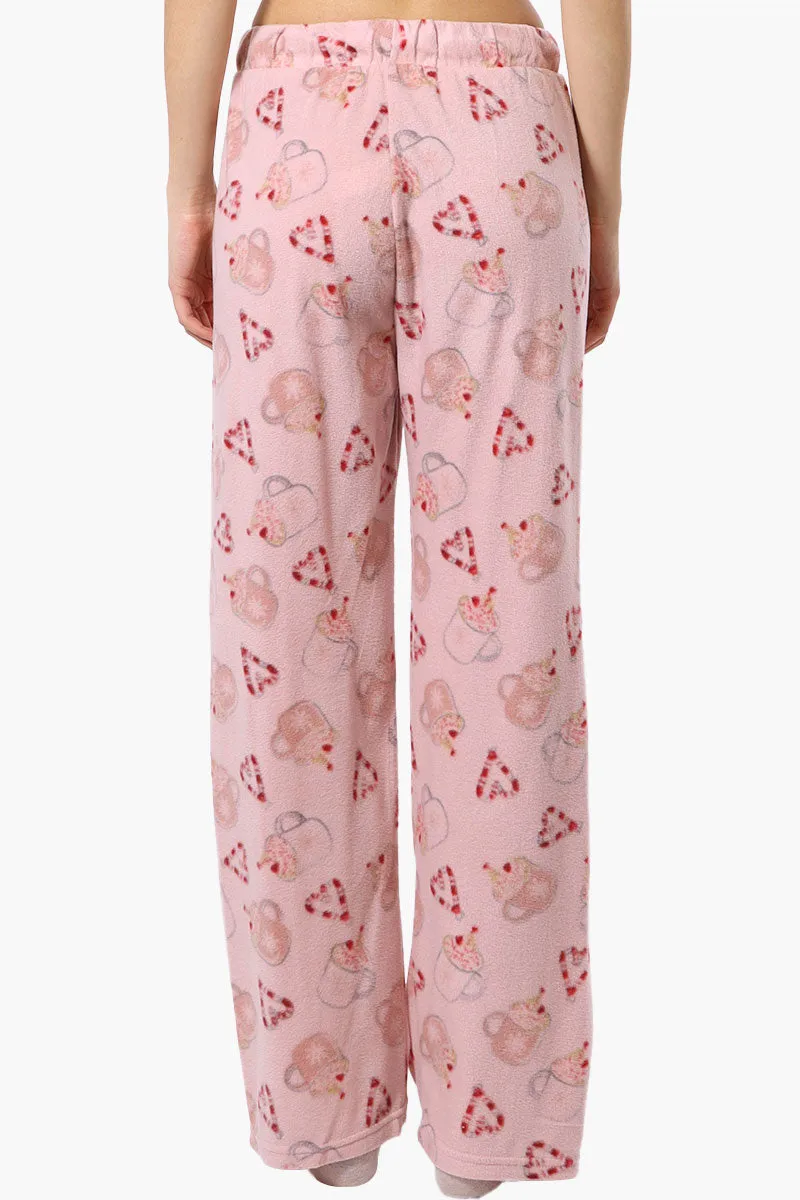 Canada Weather Gear Festive Pattern Wide Leg Pajama Bottoms - Pink