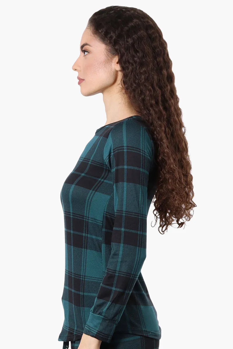 Canada Weather Gear Plaid Henley Pajama Top - Teal