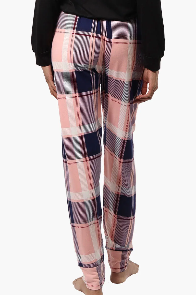 Canada Weather Gear Plaid Tie Waist Jogger Pajama Pants - Pink