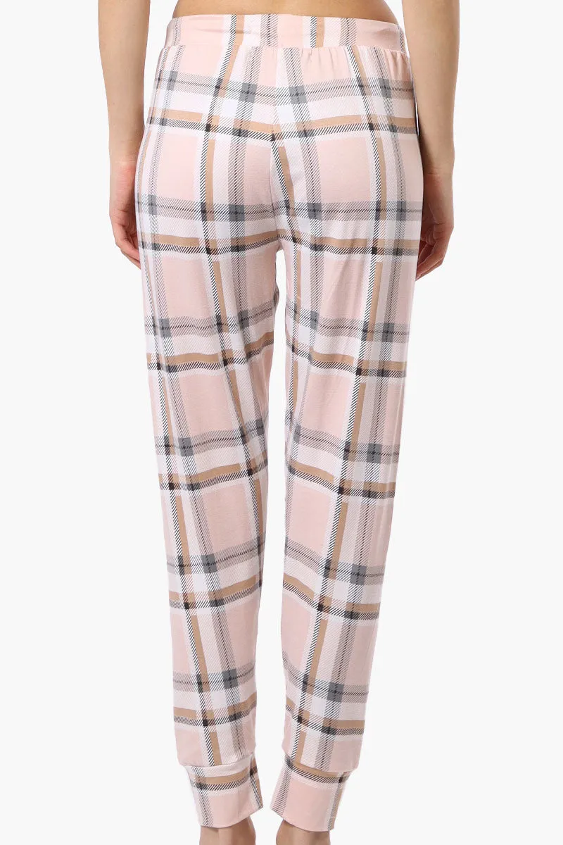 Canada Weather Gear Plaid Tie Waist Pajama Bottoms - Blush