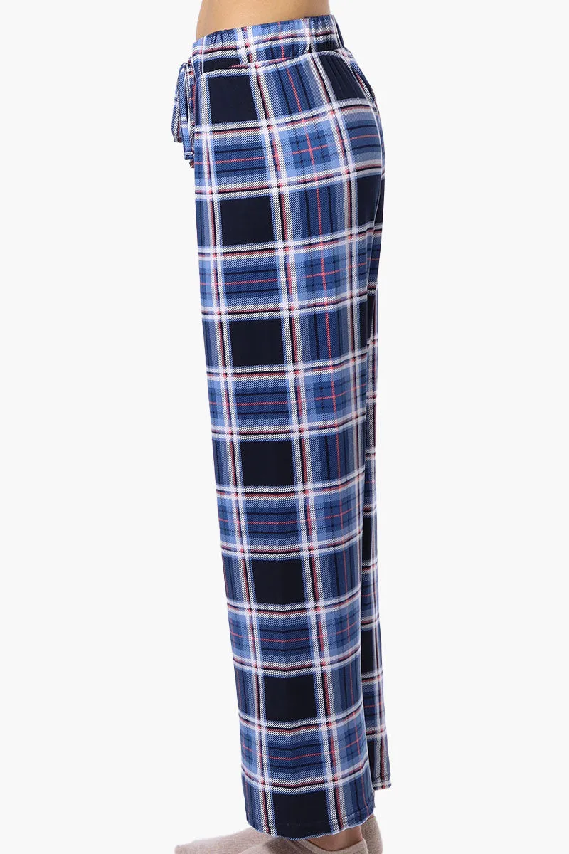 Canada Weather Gear Plaid Wide Leg Pajama Bottoms - Blue