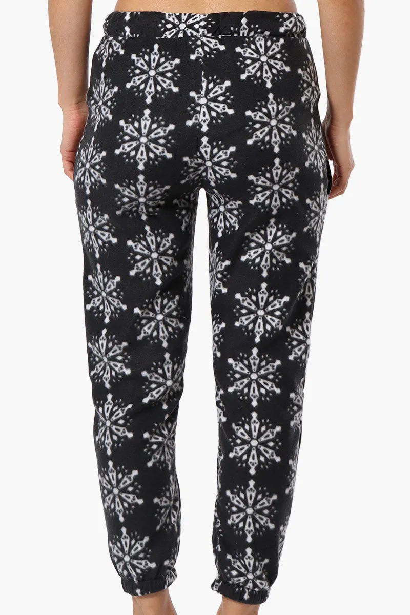 Canada Weather Gear Snowflake Pattern Fleece Pajama Bottoms - Black