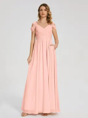 Coral Peach Bridesmaid Dress Charlee Flowy Split Chiffon Bridesmaid Dresses