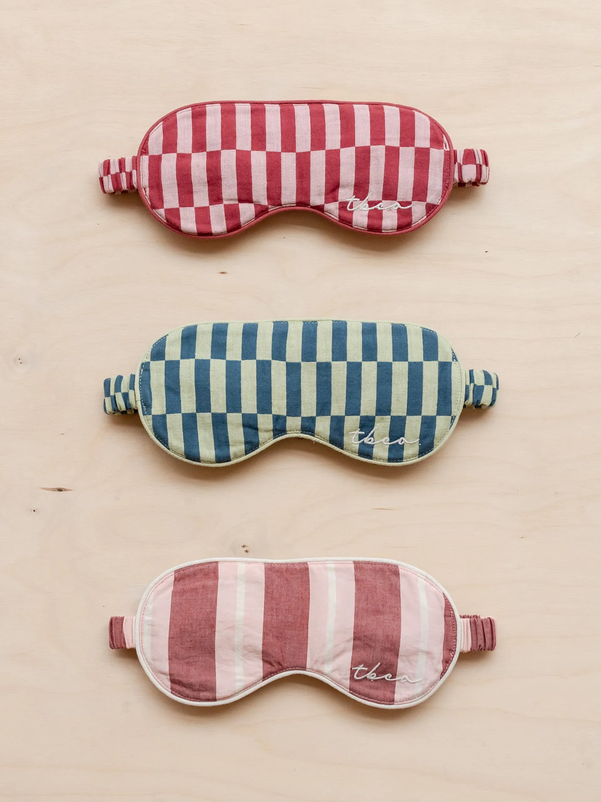 Cotton eye mask in rose checkerboard