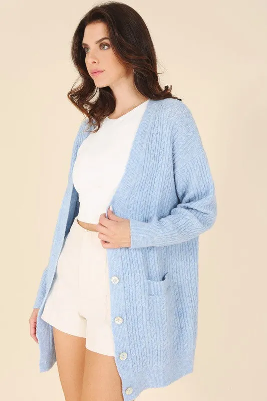 Crisp Morning Cable Knit Cardigan