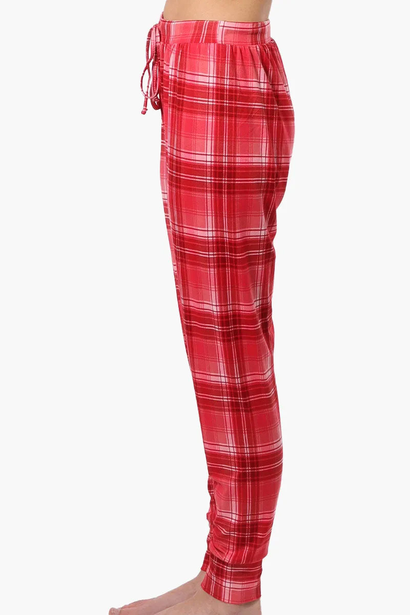 Cuddly Canuckies Plaid Jogger Pajama Pants - Red