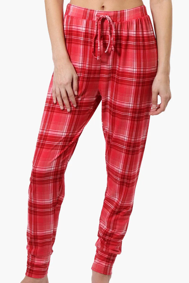 Cuddly Canuckies Plaid Jogger Pajama Pants - Red