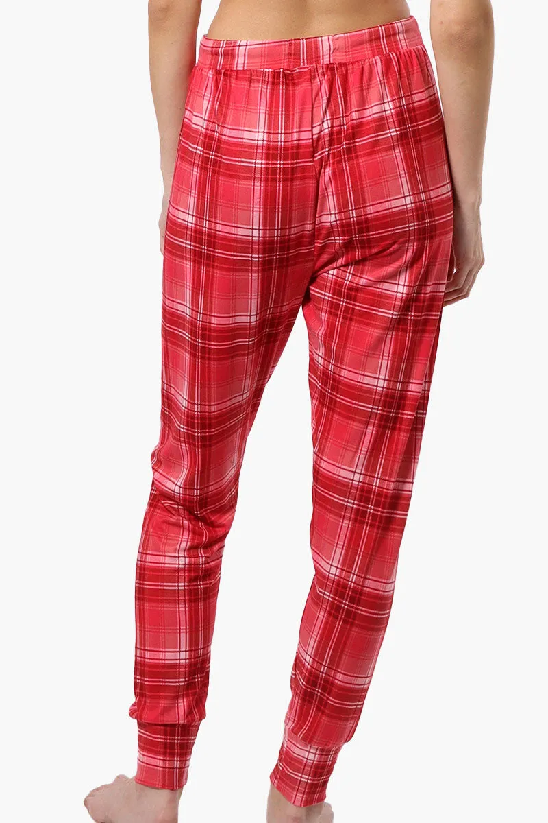 Cuddly Canuckies Plaid Jogger Pajama Pants - Red