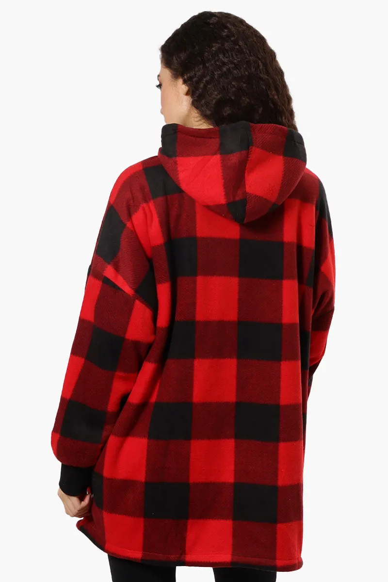 Cuddly Canuckies Plaid Oversized Pajama Hoodie - Red