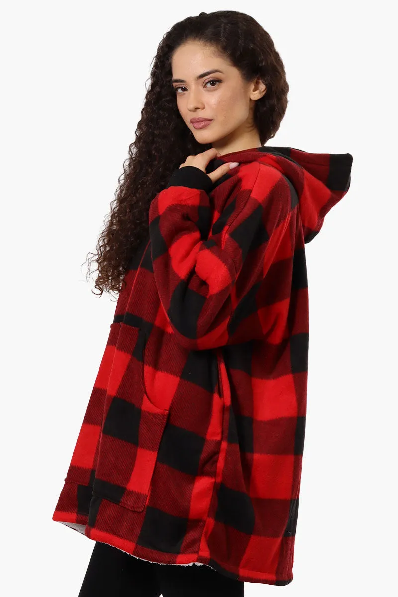 Cuddly Canuckies Plaid Oversized Pajama Hoodie - Red