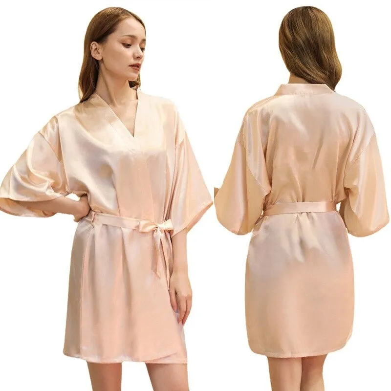 Customized Long Sleeved Classic Satin Silk Robe