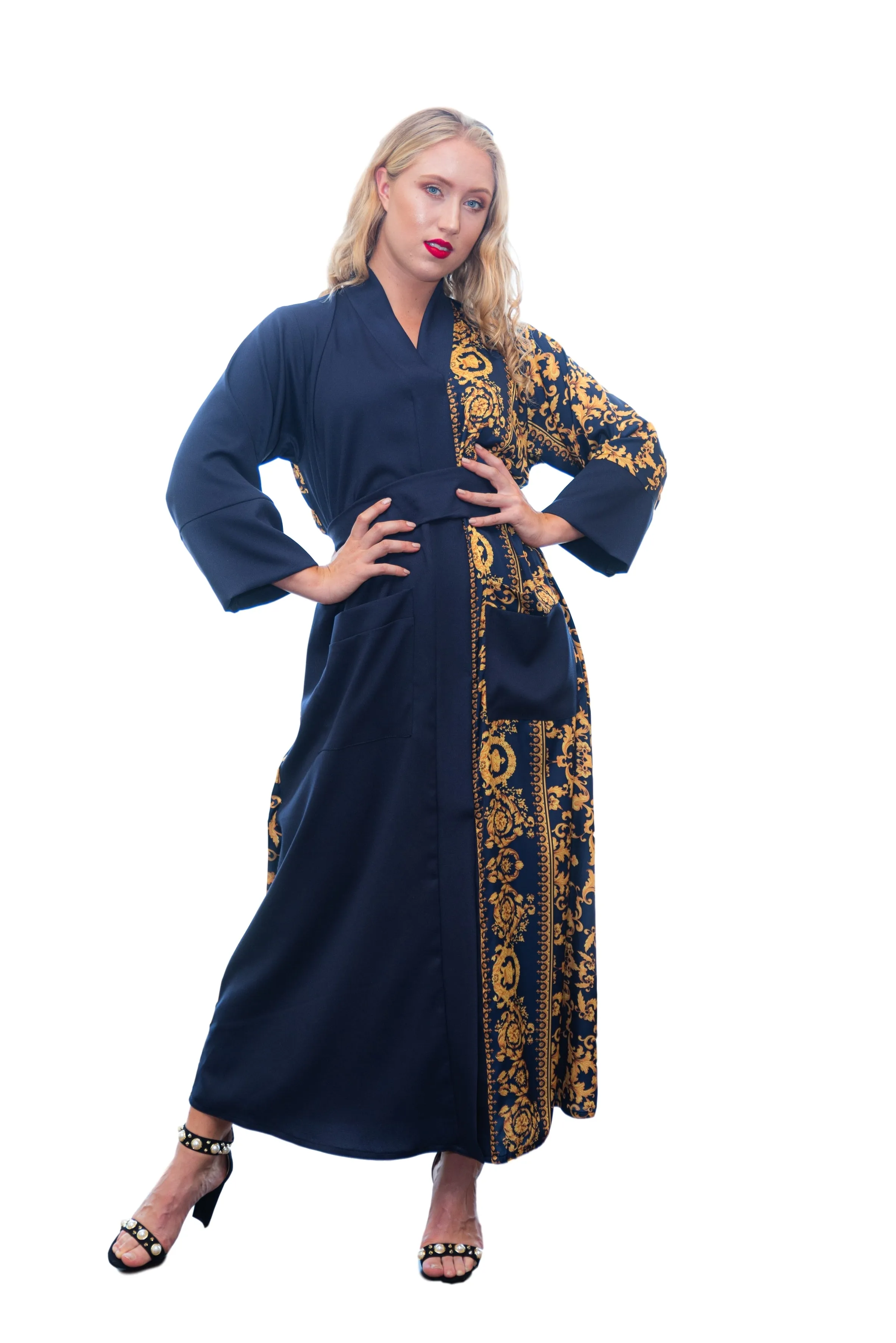 Dijon contrast kimono robe