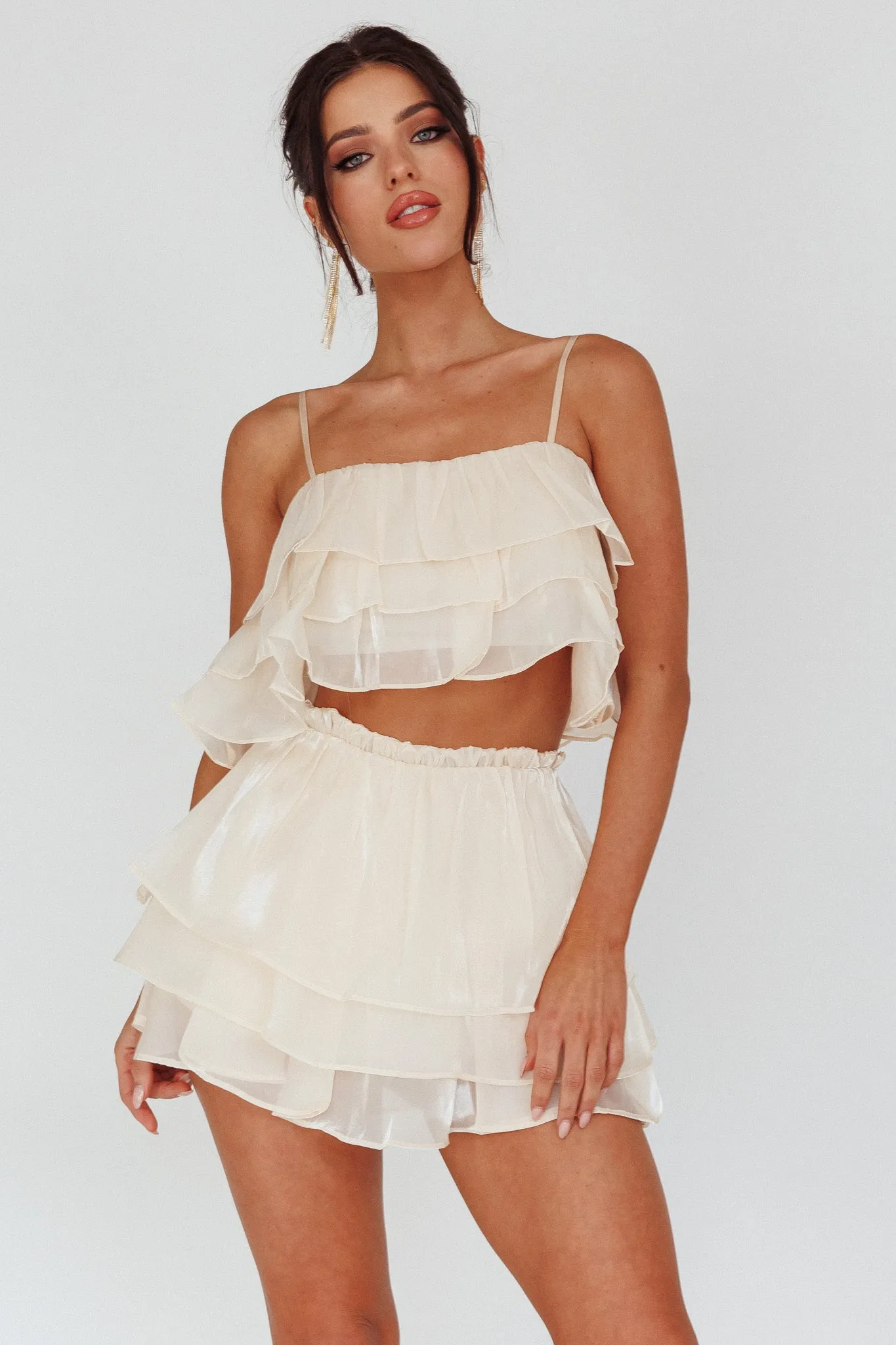 Easy To Love Layered Ruffle Shorts Cream