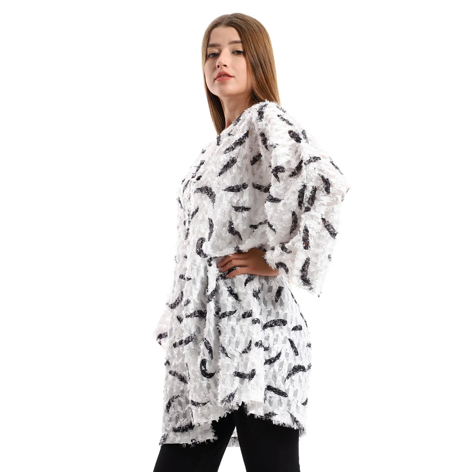 Eyelash Long Sleeves Kimono - Kady