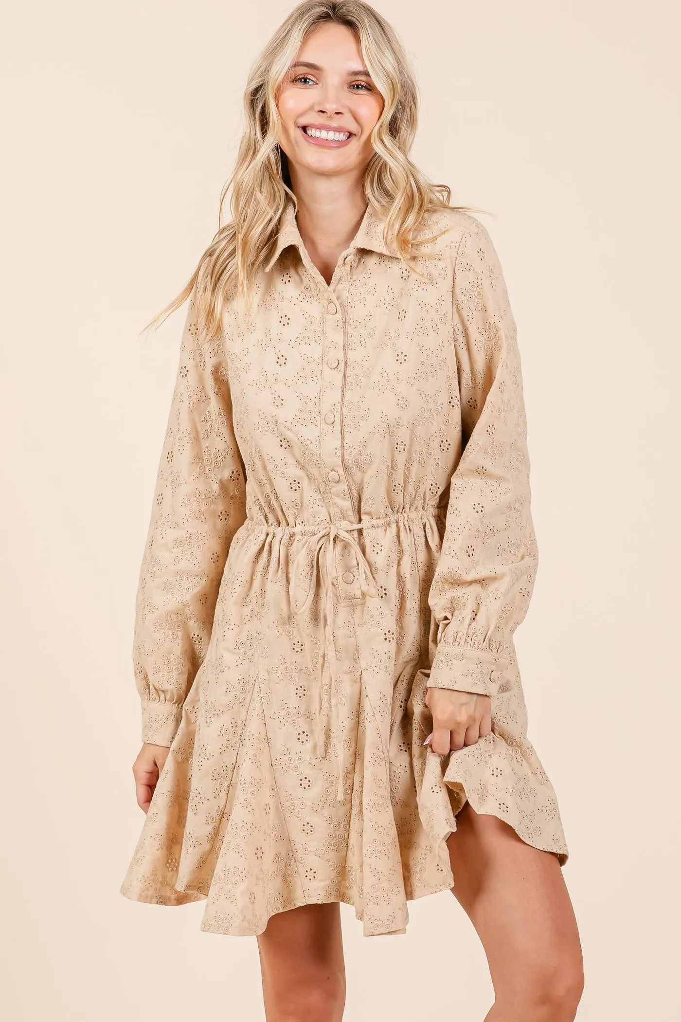 Eyelet Shirt Mini Dress