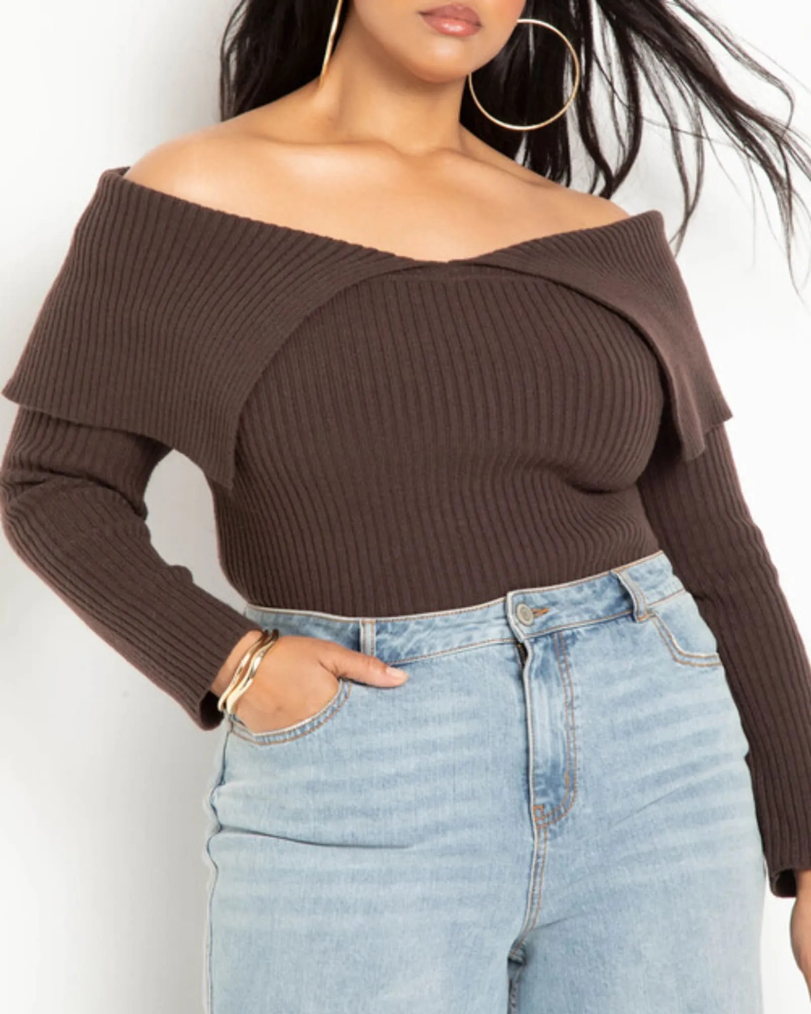 Georgia Off The Shoulder Sweater | Brownstone