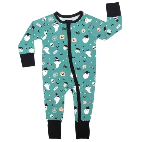 Halloween Boo Crew Ghosts Glow in the Dark Baby Pajamas Bamboo Convertible Sleeper: 12-18M