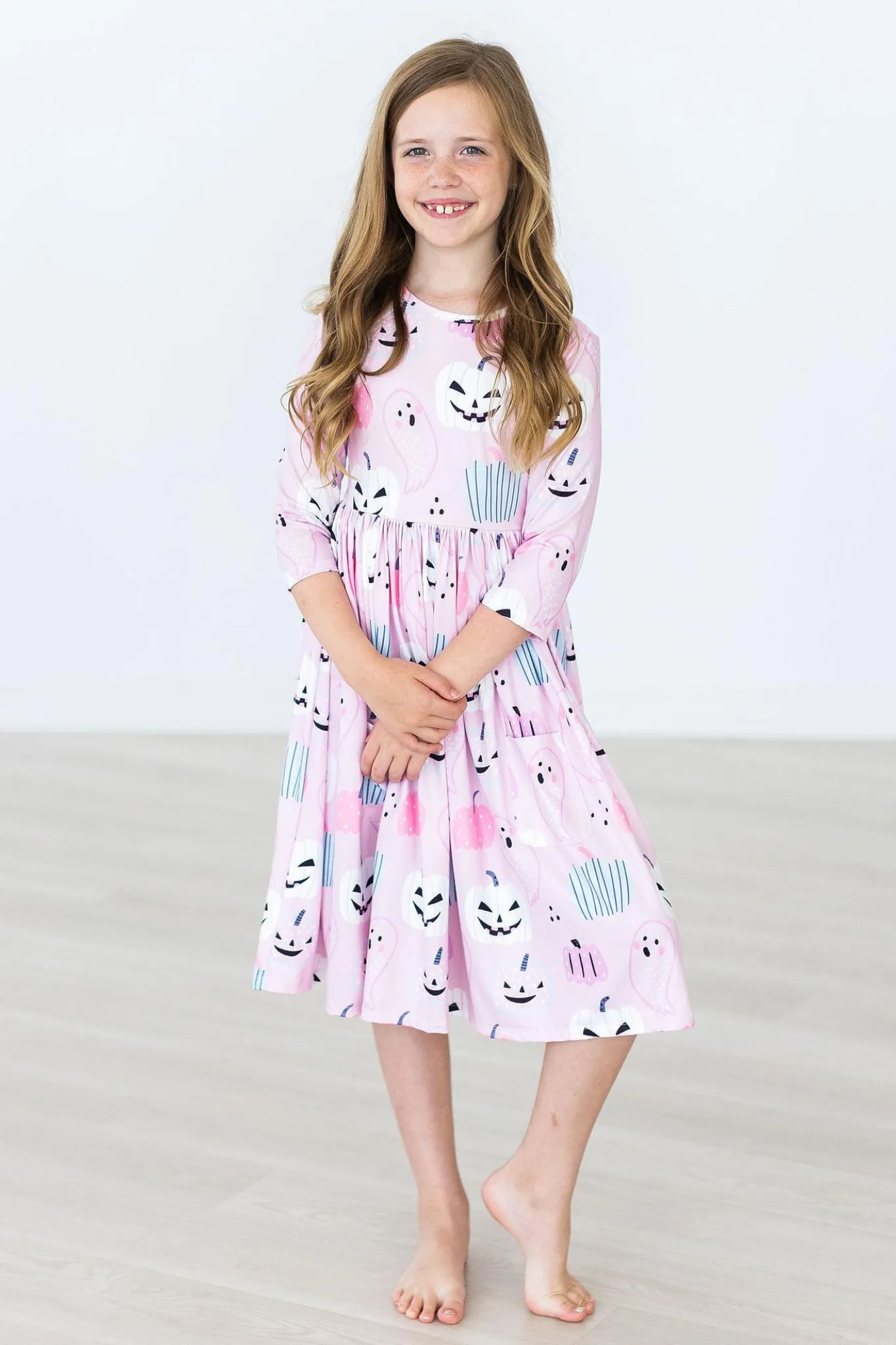 Happy Haunting 3/4 Sleeve Pocket Twirl Dress