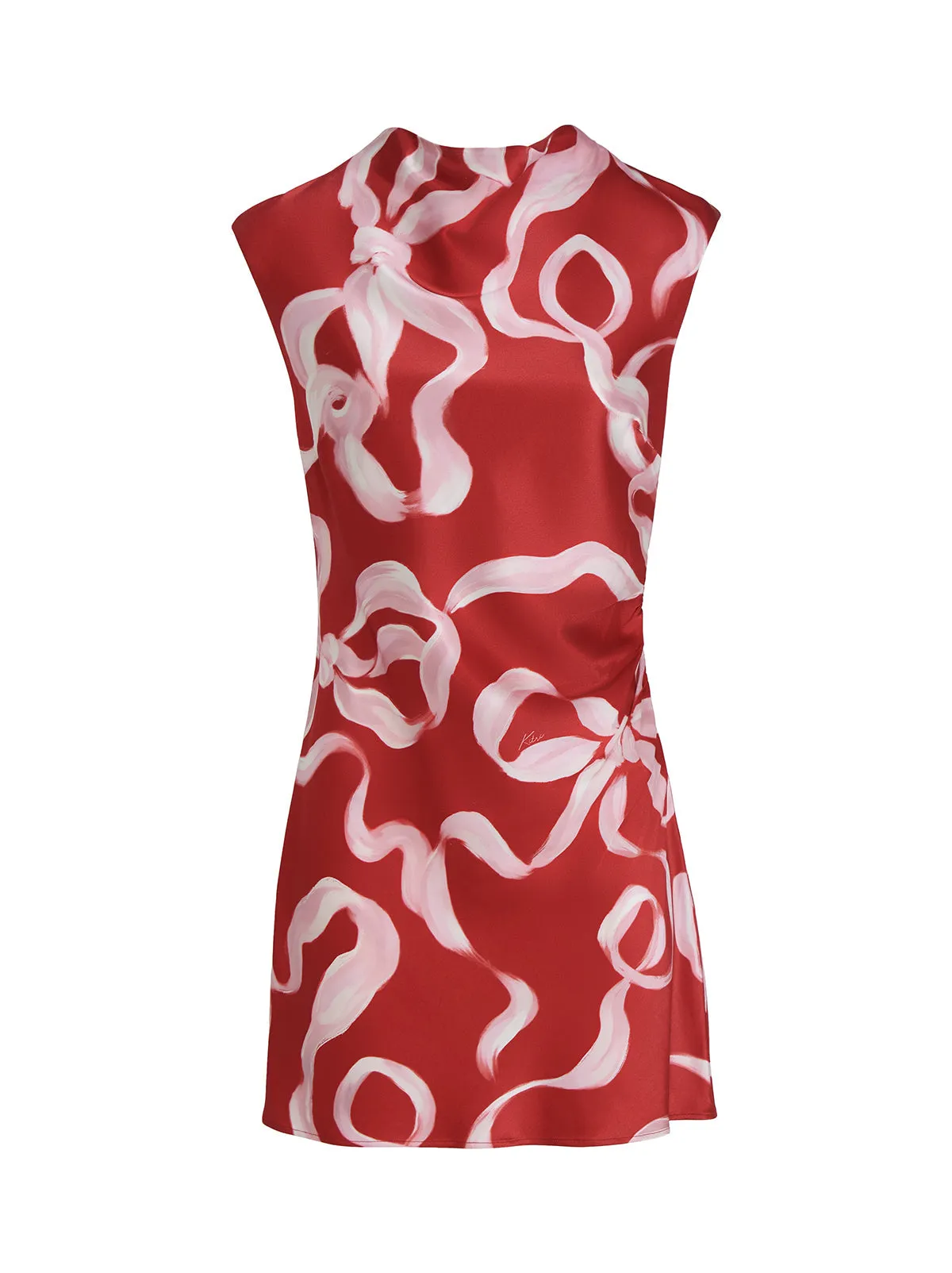 Hessa Red Ribbon Print Mini Dress