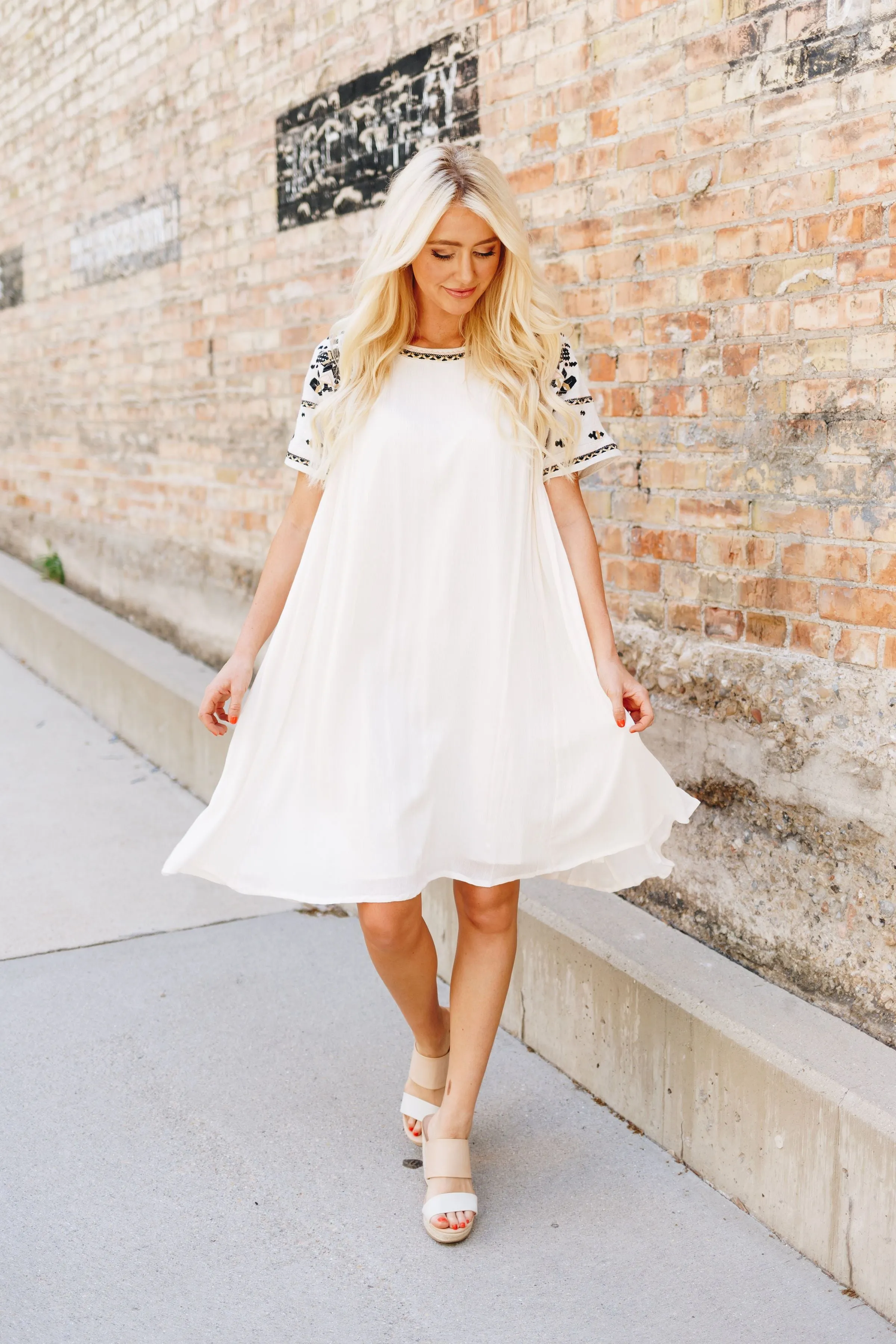 Ivory Elegance Embroidered Midi Dress