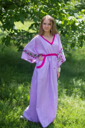 Lilac Breezy Bohemian Style Caftan in Climbing Vines Pattern