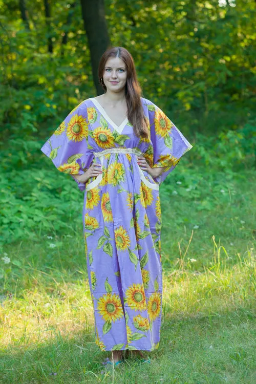 Lilac Breezy Bohemian Style Caftan in Sunflower Sweet Pattern