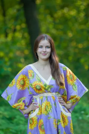 Lilac Breezy Bohemian Style Caftan in Sunflower Sweet Pattern