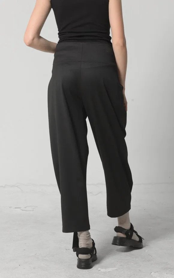 Loose Black Pants With Strips Detail