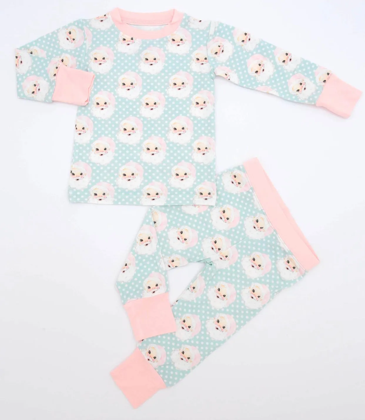 Lottie Lou Bamboo Pink Santa Claus Two Piece Pajamas