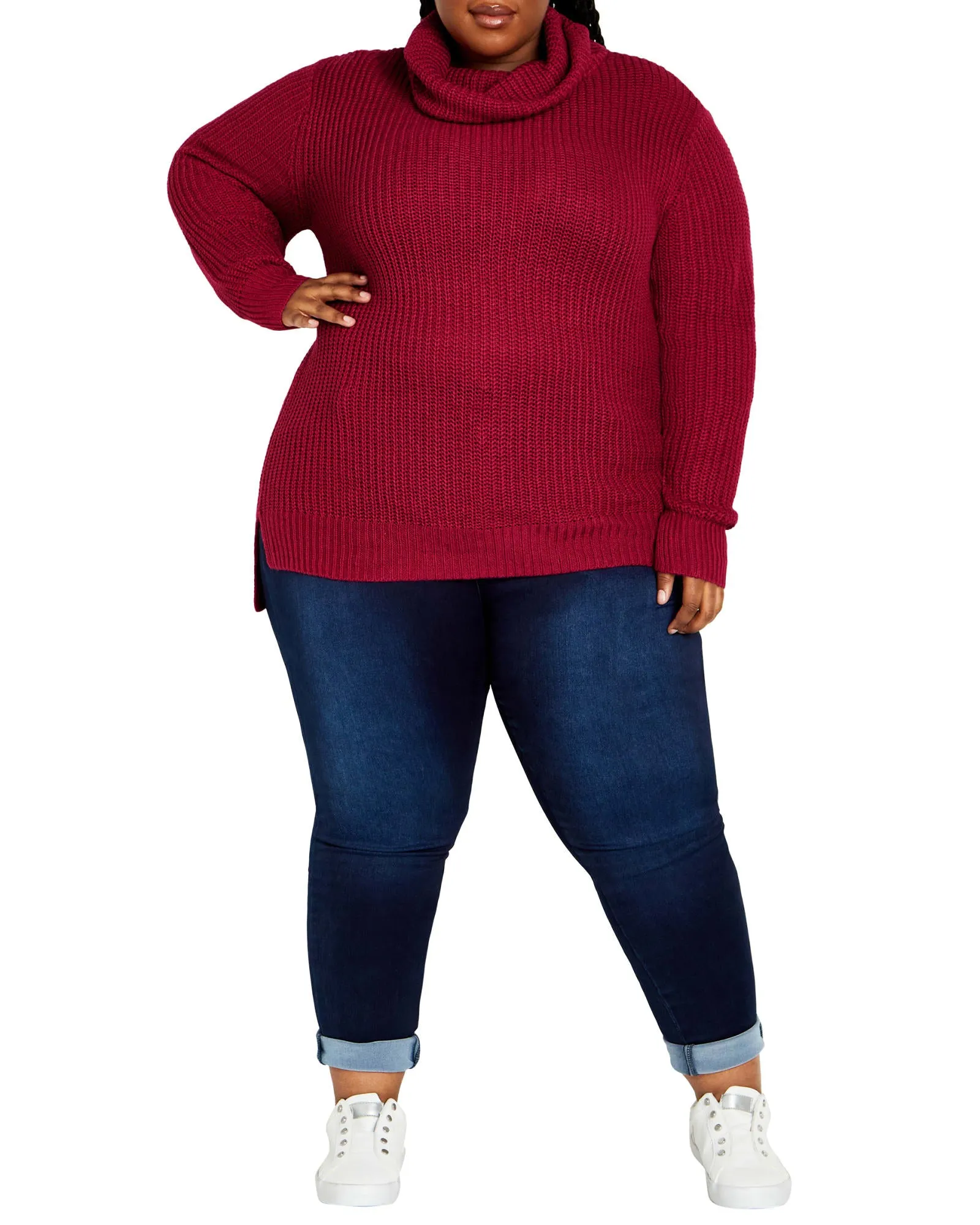 Mandy Roll Neck Sweater | Raspberry