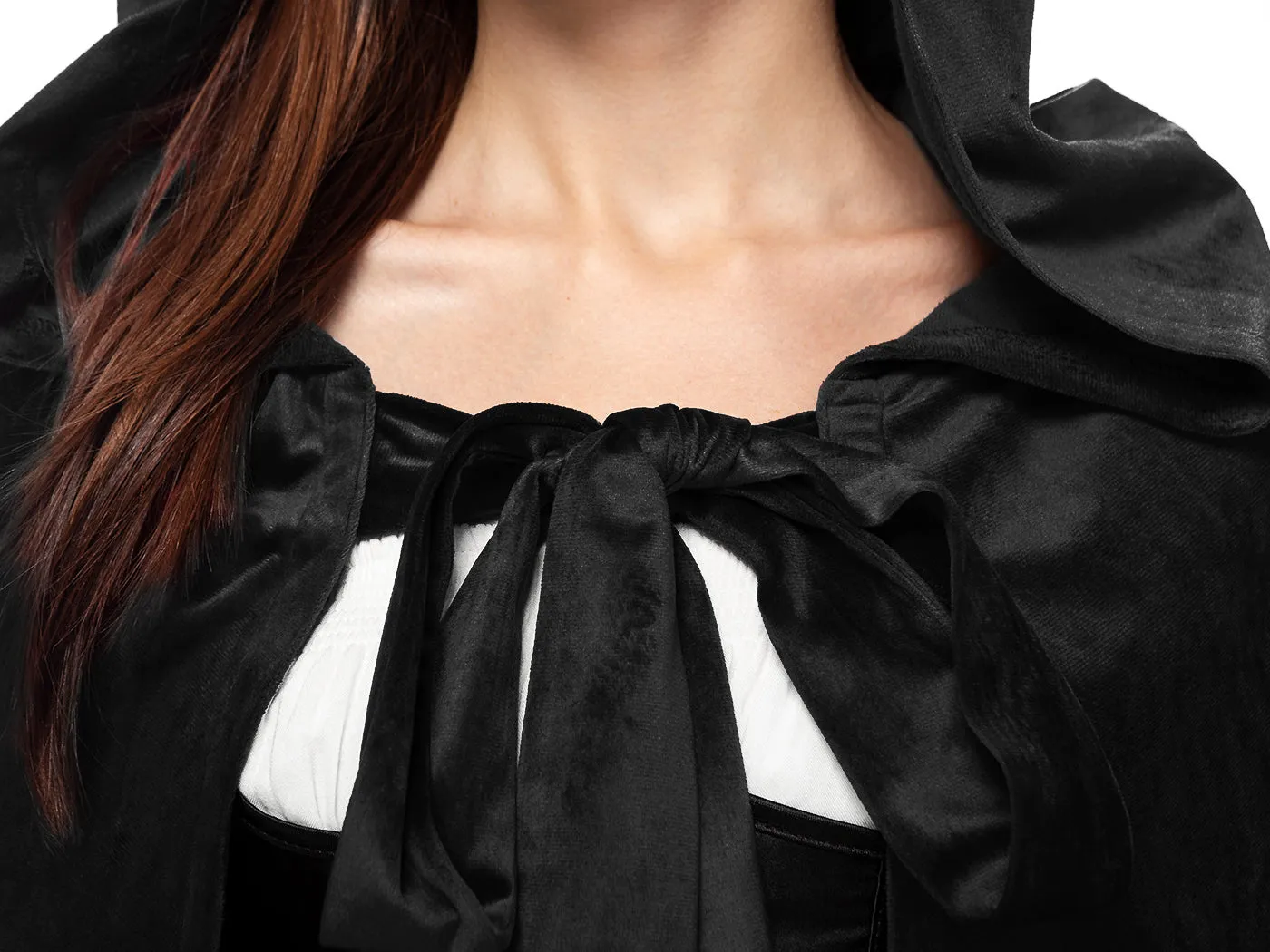 Medieval Fairytale Tie-Hood Seude Velvet Cape