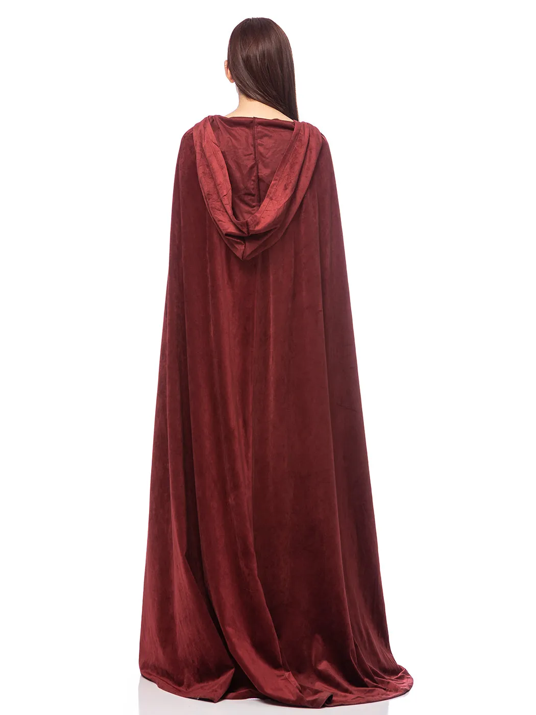 Medieval Fairytale Tie-Hood Seude Velvet Cape