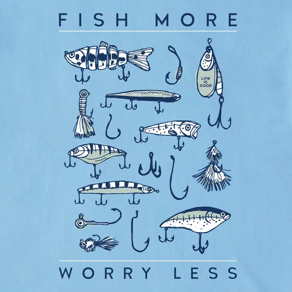 Men's Fish More Worry Less Hooks and Tackle Short Sleeve Tee