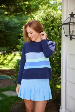 Navy Color Block Stripe Sweatshirt