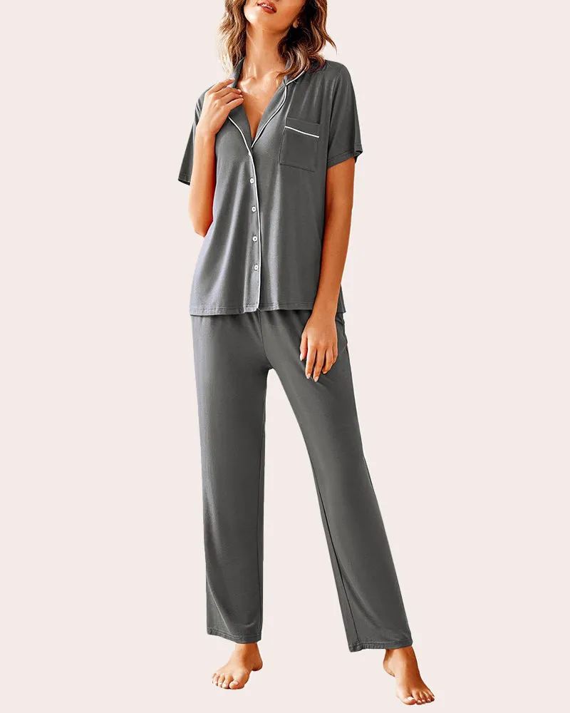 Notch Collar Soft Pajamas Set