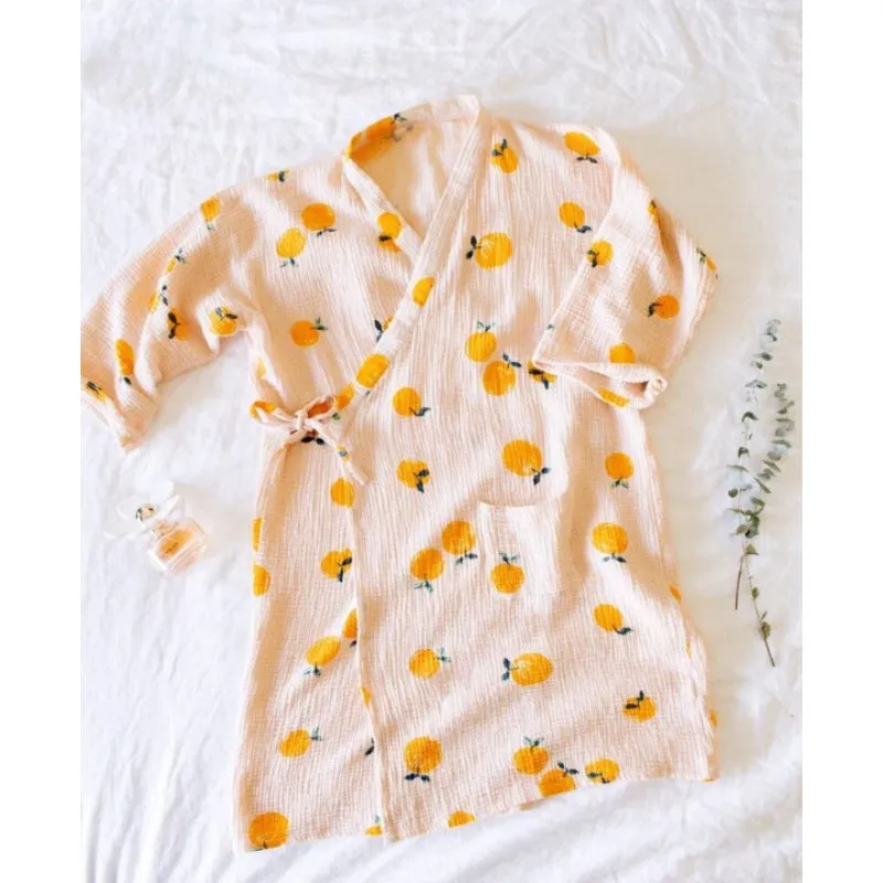 Orange Print Robe For Women